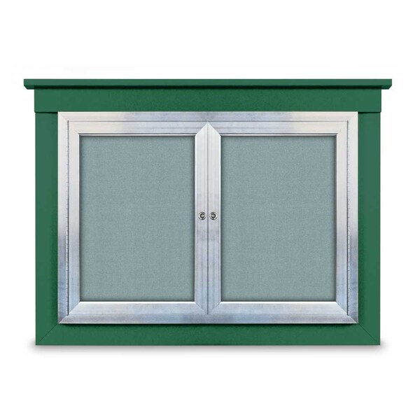 48"x36" 2-Door Enclosed Outdoor Letterboard, Hdr, Black Felt/Satin